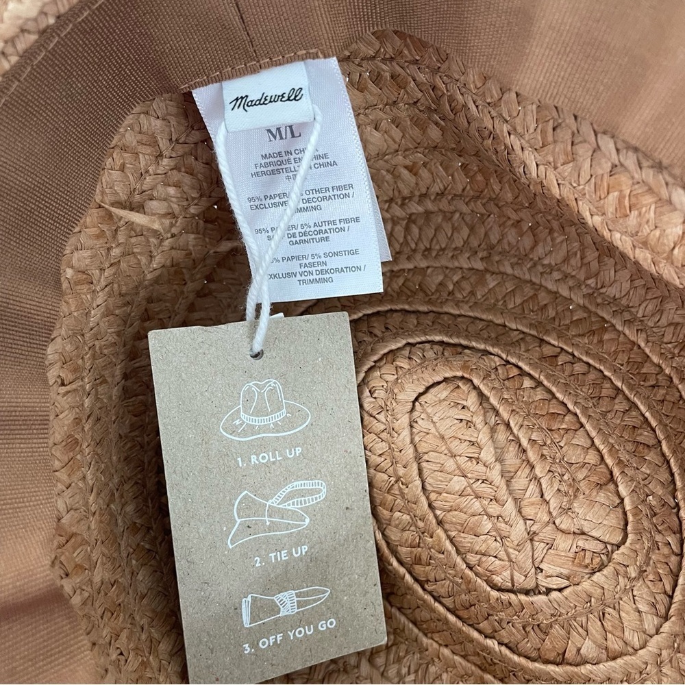 NEW! Madewell Packable Braided Straw Hat NWT Travel Vacation - Picture 5 of 7